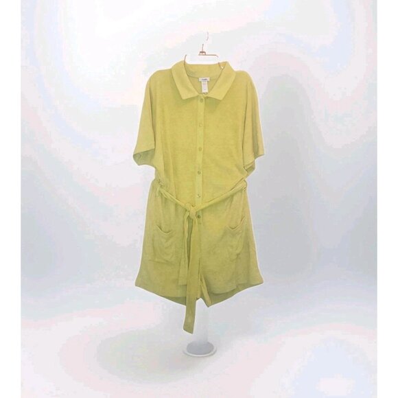 Andie The Button Up Romper Honeysuckle Womens Medium Beach Resort Vacay Wear NWT - Picture 2 of 16